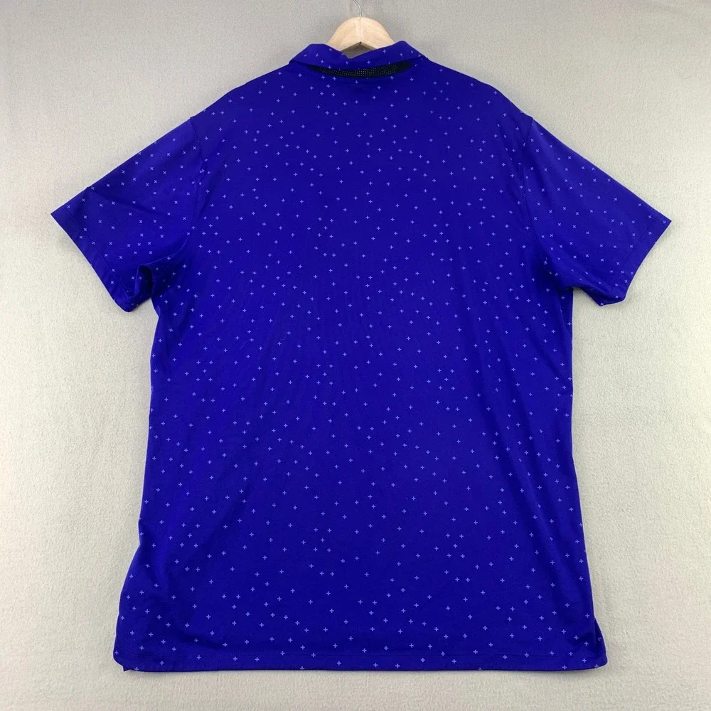 Nike Dri-FIT Polo Women L Blue Cross Pattern Golf Standard Fit Short Sleeve